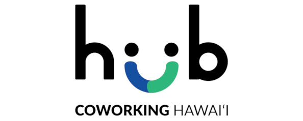 A logo for Hub Coworking Hawaii, and a link to their website.