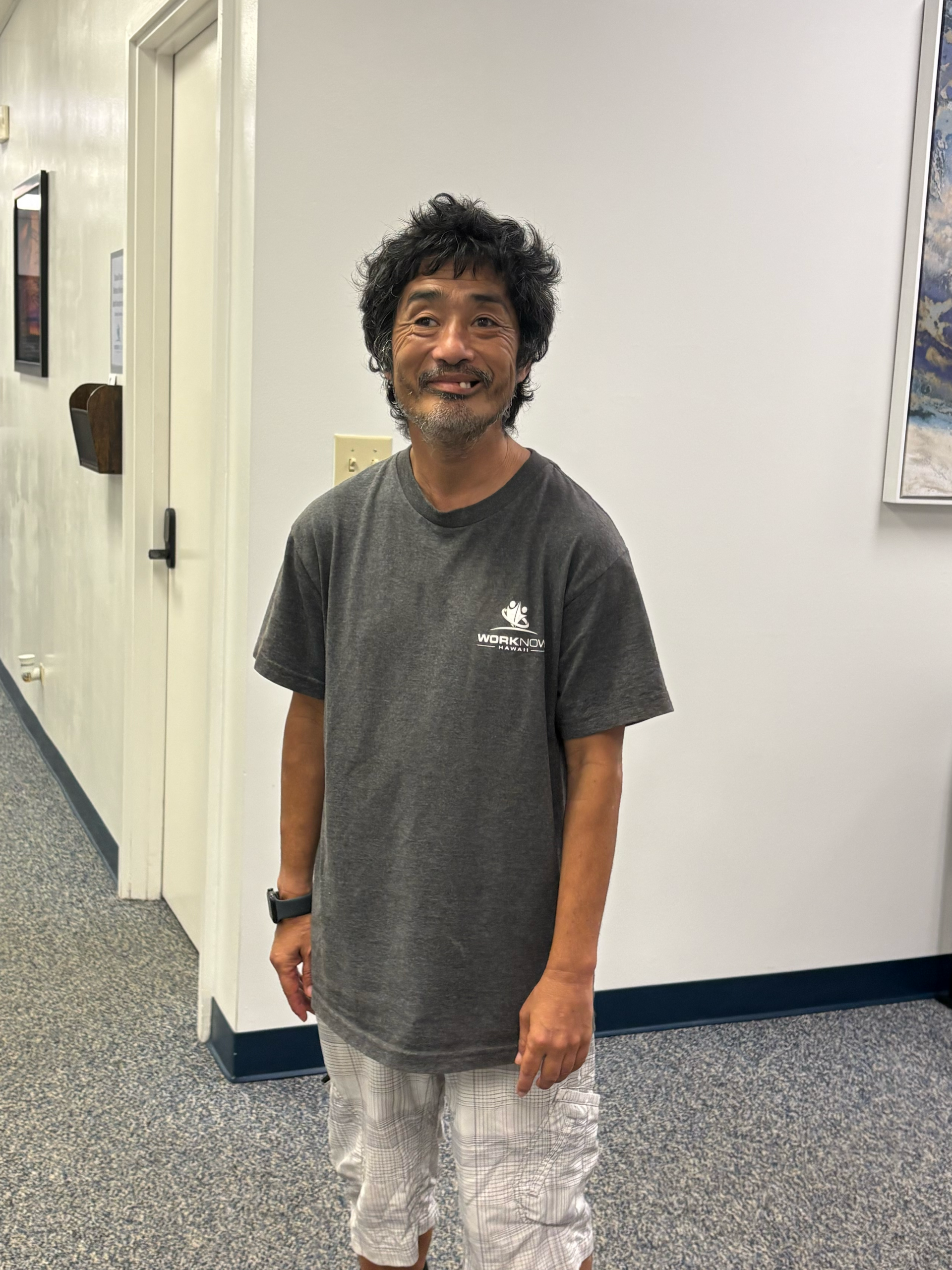 Image of Ken, in his Work Now Hawaii shirt.