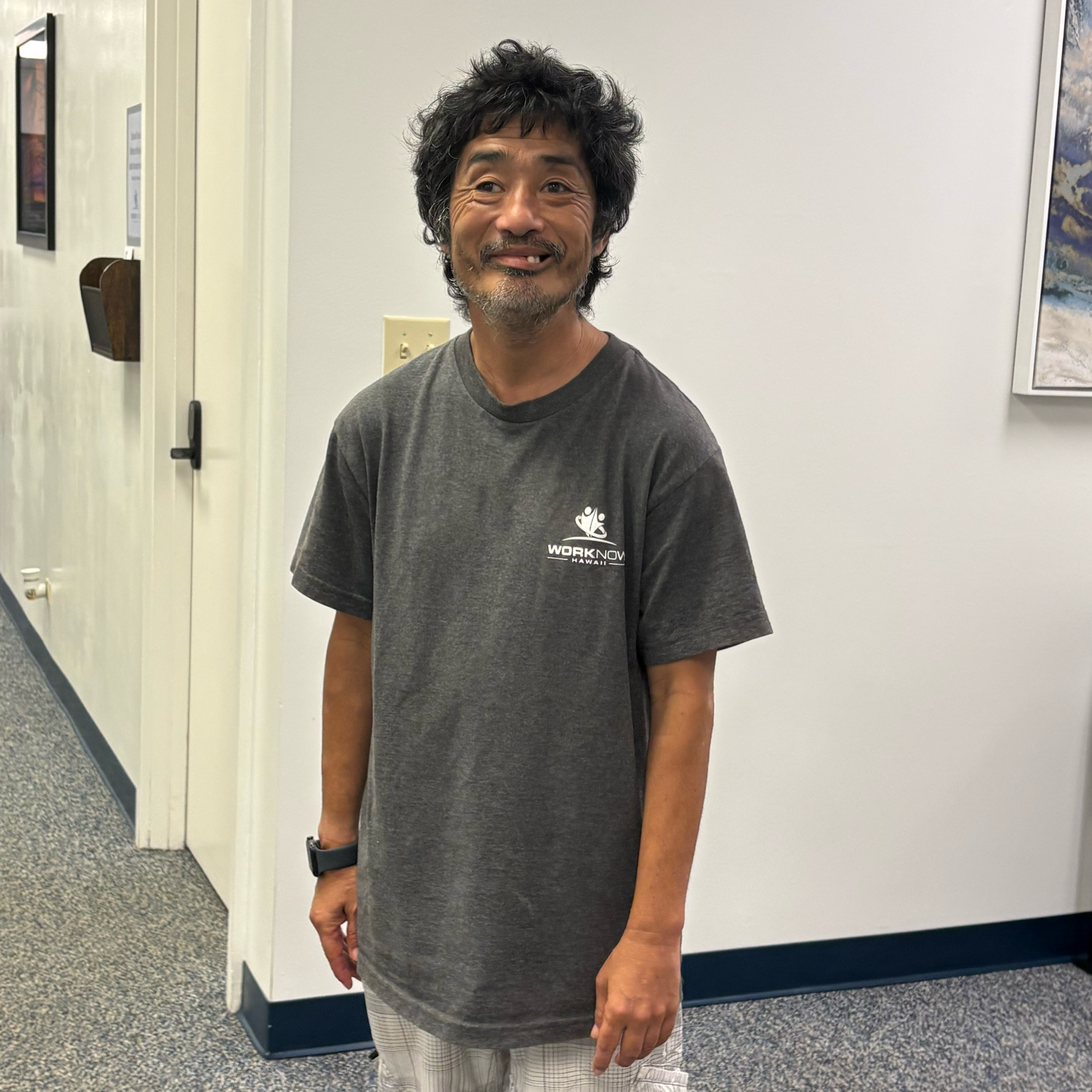 Image of Ken, in his Work Now Hawaii shirt.